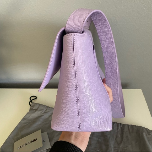 AUTH BALENCIAGA Hourglass Downtown Lilac Shoulder Bag crossbody - Picture 7 of 13